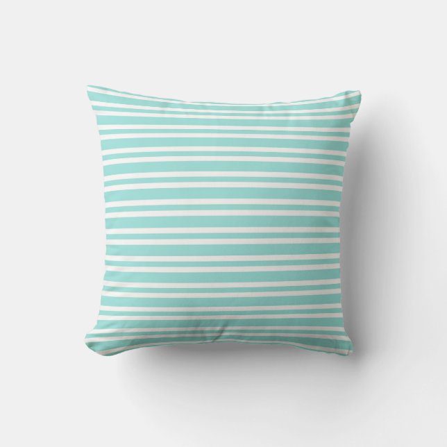 Almofada Teal White Stripes Seamless Pattern (Frente)