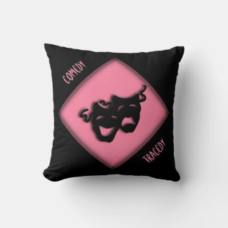 Almofada Teatro Feliz Triste Grego Máscaras Rosa Travesseir