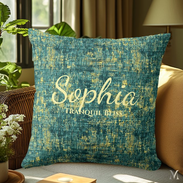 Almofada Tecido de Jeans Verde e Amarelo para Decoração de  (Criador carregado)