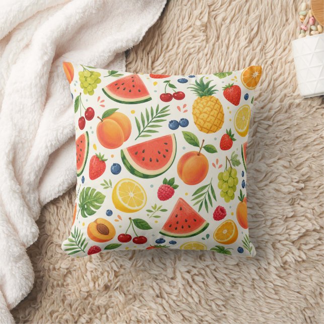 Almofada Tecido de Padrão de Frutas de Verão | Melancia Tro (Cobertor)
