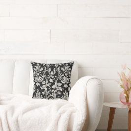 Almofada Tecido Elegante de Damasco Branco com Vinheiras em