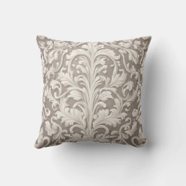 Almofada Tecido Elegante de Damasco Branco com Vinheiras em