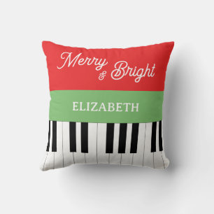 Almofada Teclado de Piano Alegre e Brilhante Pianista Natal