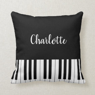 Almofada Teclado de piano, travesseiro preto e branco