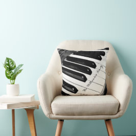Almofada Teclas de Piano Temáticas de Música em Preto e Bra