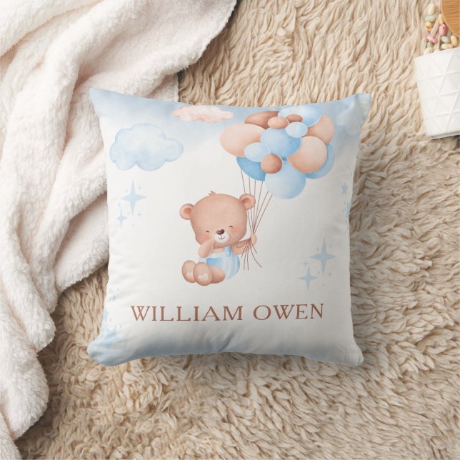 Almofada Teddy Bear Balloon Baby Shower Throw Pillow (Cobertor)