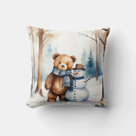 Almofada Teddy Bear Com Snowman
