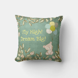 Almofada Teddy Bear Fly High Dream Balões Verdes Typo