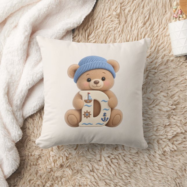 Almofada Teddy Bear Initial D para Berçário e Quar (Cobertor)