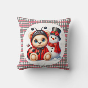 Almofada Teddy Bear Ladybug com Chá de fraldas de Snowman