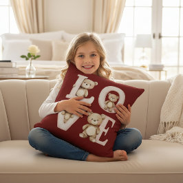 Almofada Teddy Bear "LOVE" Watercolor Valentine Design