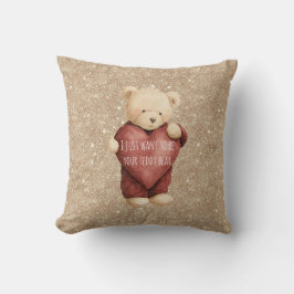 Almofada Teddy Bear Red Heart Gold Glitter