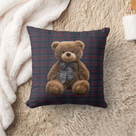 Almofada Teddy Bear Tartan Monogram Birth Stats Newborn Boy
