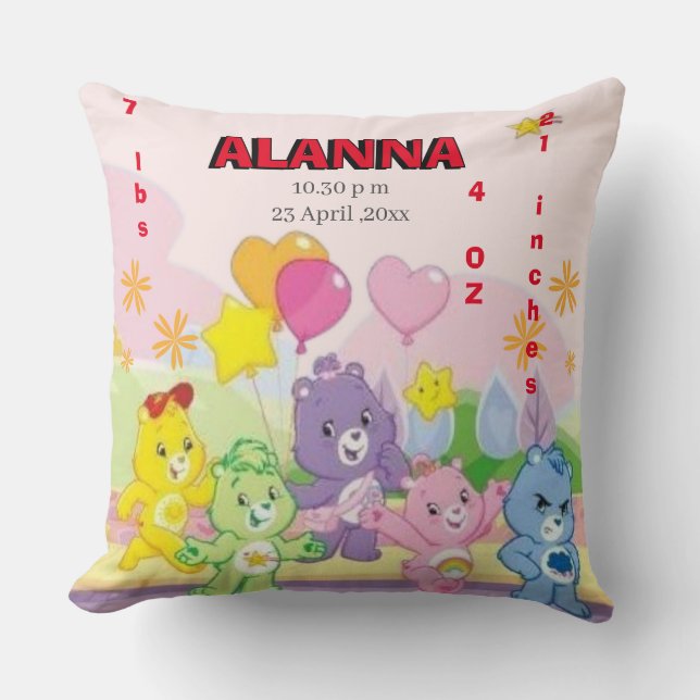 Almofada Teddy Bears Celebra Estatuações de Nascimento Rosa (Frente)