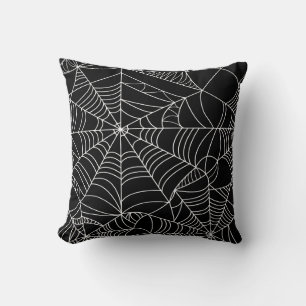 Almofada Teias de Aranha Pretas e Brancas de Halloween