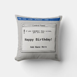 Almofada Tela de Computador Retrô de Aniversário