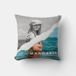 Almofada Tela de Fotografia do Retrato Na moda preto e bran