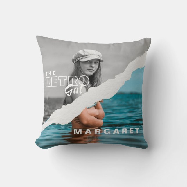 Almofada Tela de Fotografia do Retrato Na moda preto e bran (Frente)