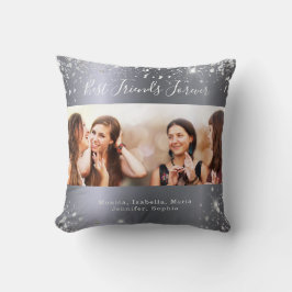 Almofada Tela de fotos prateada dos melhores amigos