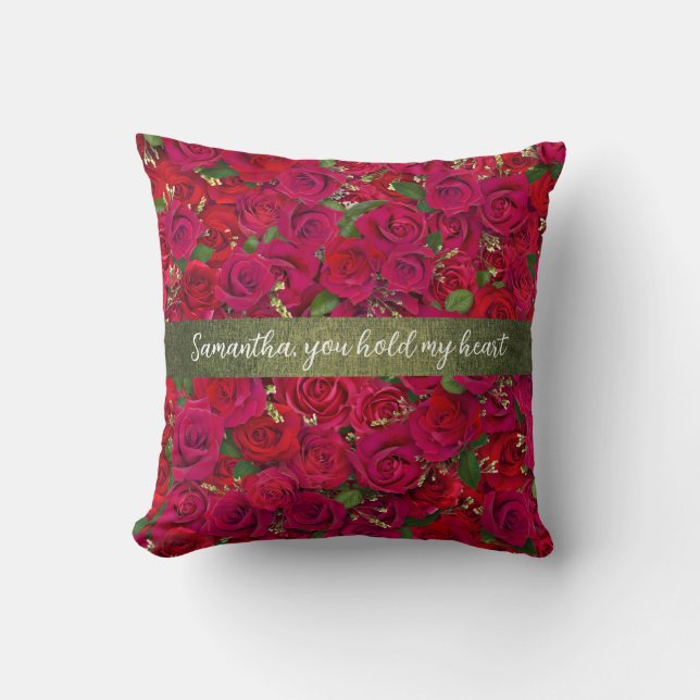 Almofada Tema de Amor Rosa Vermelha Romântica Clássica (Frente)