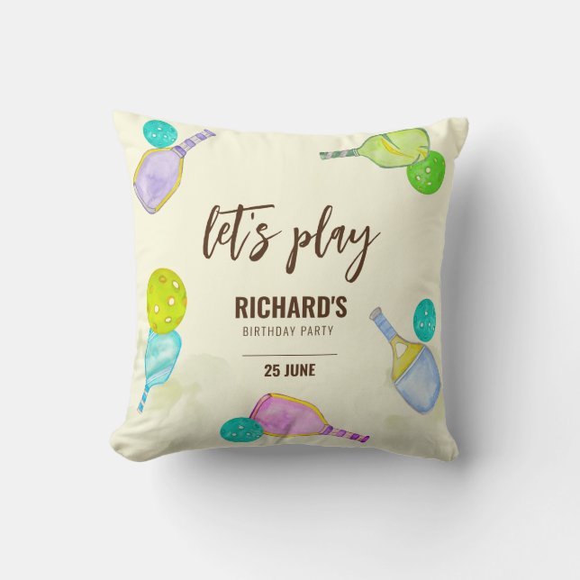 Almofada Tema de Aquarela Festa de Aniversário Esportes de  (Frente)