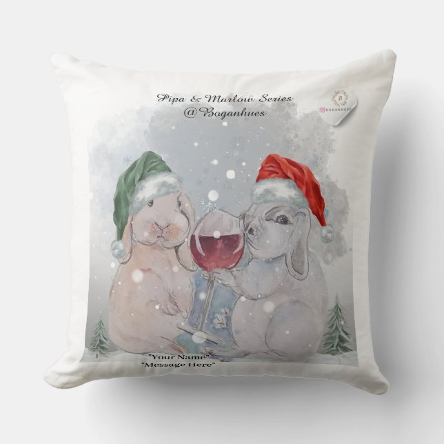 Almofada Tema de Natal Pipa & Marlow impressão (Frente)