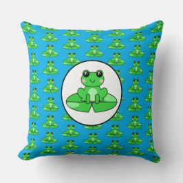 Almofada Tema de rã azul e verde 