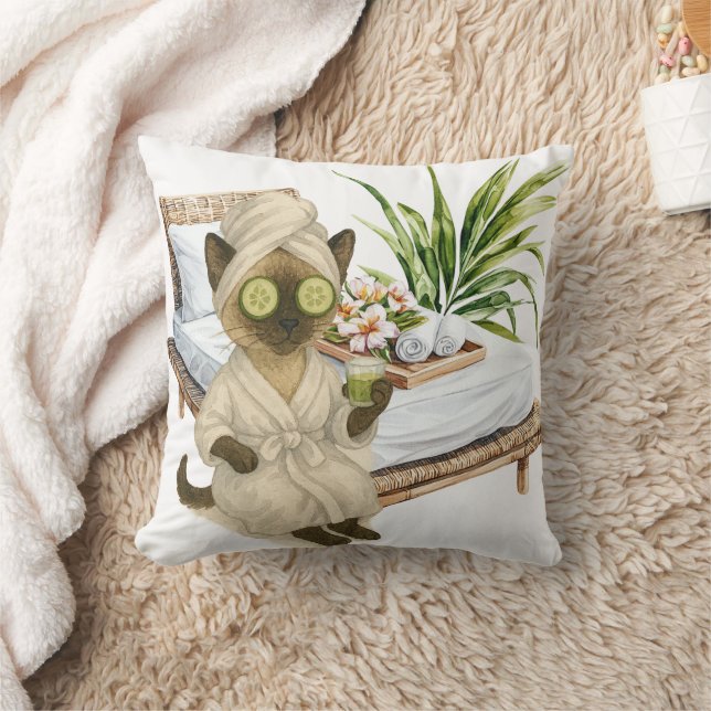 Almofada Tema de spa para amantes de gatos siameses (Cobertor)