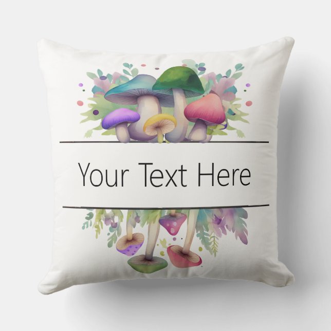 Almofada Tema do Cogumelo Rosa e Roxo Personalizado (Verso)