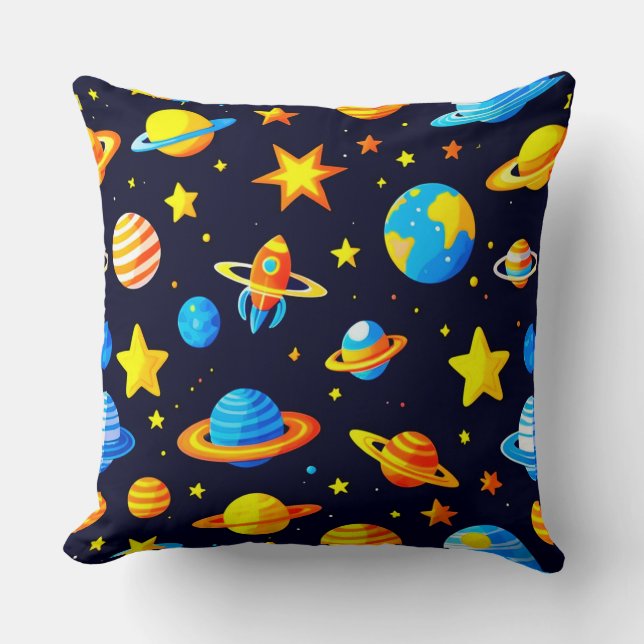 Almofada Tema Espacial Colorido Com Planetas (Frente)