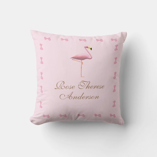 Almofada Tema Flamingo Rosa Personalizado (Frente)