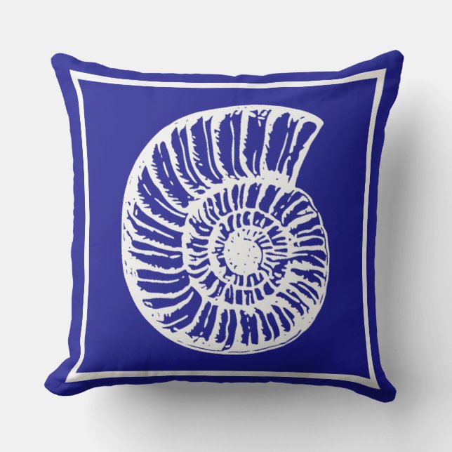 Almofada Tema náutico Belo Selo Azul e Branco (Frente)