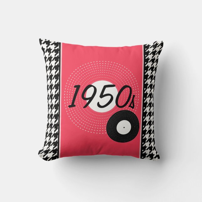 Almofada Tema rosa, preto e branco dos anos 50 Anúncio (Frente)