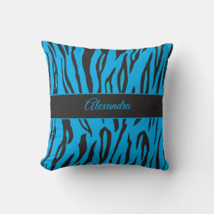 Almofada Tema safari estampa de animal azul e preto