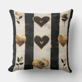 ALMOFADA TEMA VALENTINE PRETO OURO BRANCO DISTRUIDO