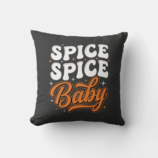 Almofada Temática de Halloween Bebê Spice Retro Tipografia  (Frente)