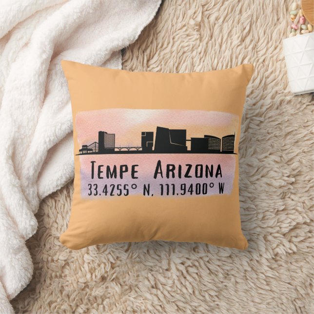 Almofada Tempe AZ City Skyline Latitude e Longitude (Cobertor)