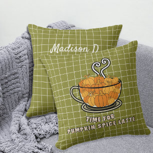 Almofada Tempo para Pumpkin Spice Lateral Nome Personalizad