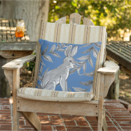 Almofada Tendência Azul e Coelho Cinza Coelho Natureza Mode