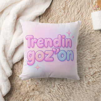 Almofada Tendência de Texto Bolha Pastel Y2K em Rosa Fofo