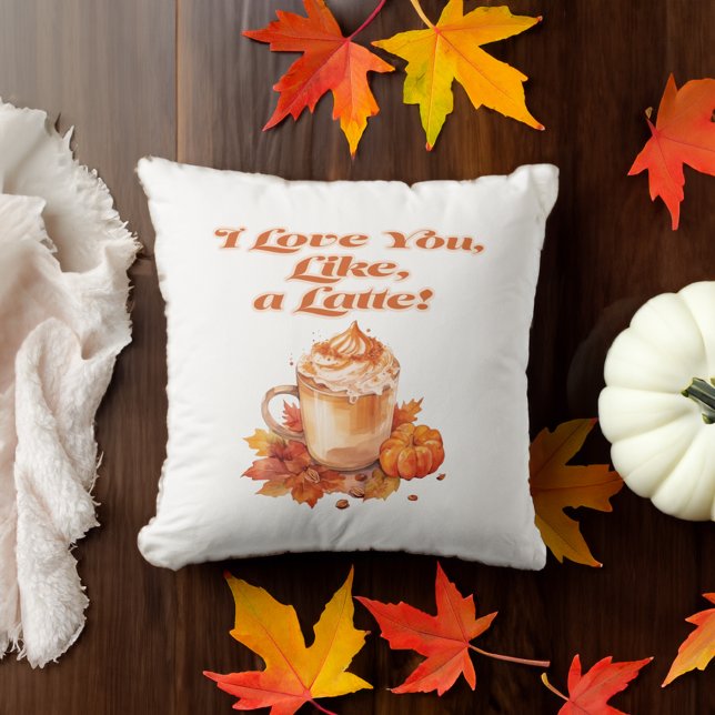 Almofada Tendência "Eu te amo, tipo, um latte" (Criador carregado)