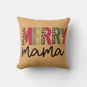 Almofada Tendência Natal Colour Block Leopard Feliz Mama