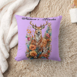 Almofada Tender da Natureza: Whimsical Orange Deer and Fawn