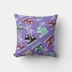 Almofada Tênis Colorido Divertido Retro Padrão Cartoon Roxo