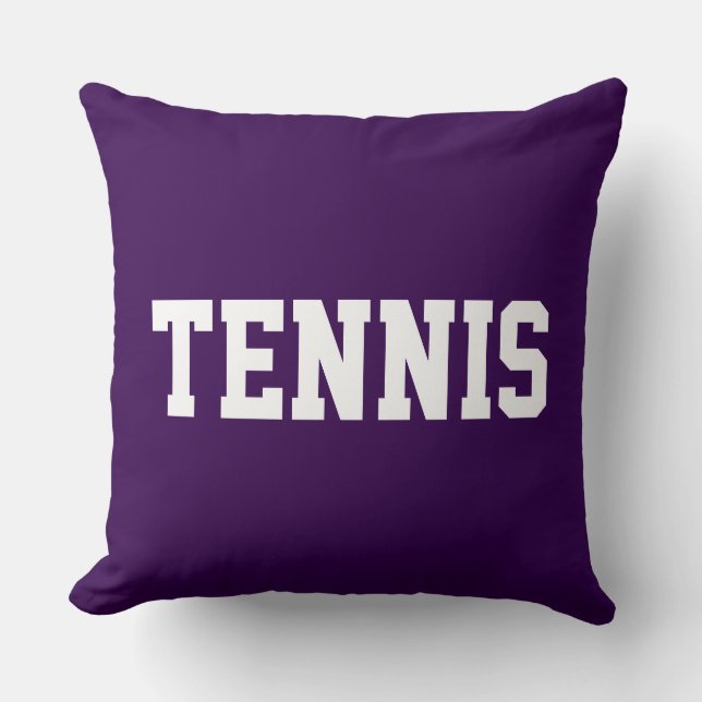 Almofada TENIS Texto Branco Atlético em Roxo Fundo Profundo (Frente)