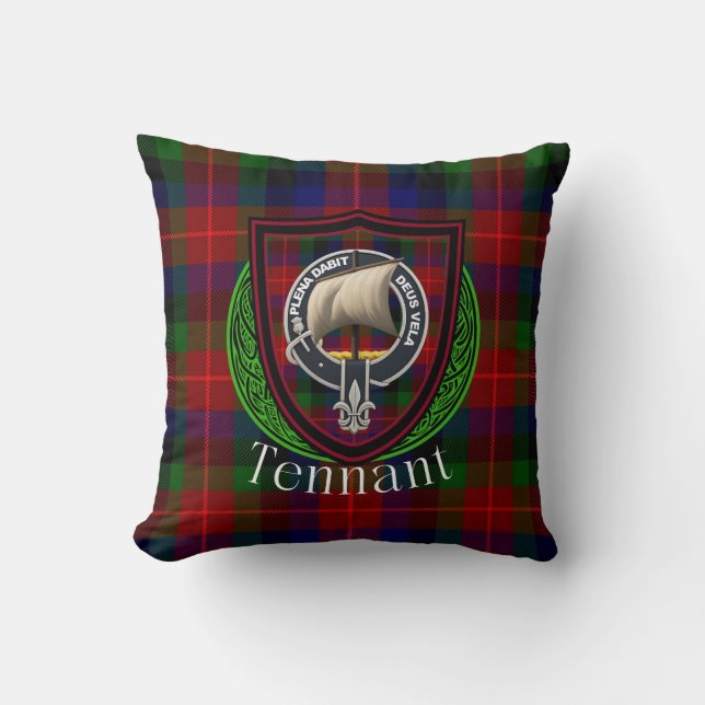 Almofada Tennant Scottish Clan Tartan & Crest (Frente)