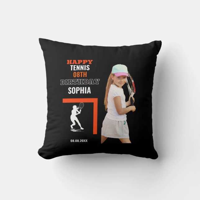 Almofada Tennis Birthday, Tennis Girl Player Backdrops (Frente)