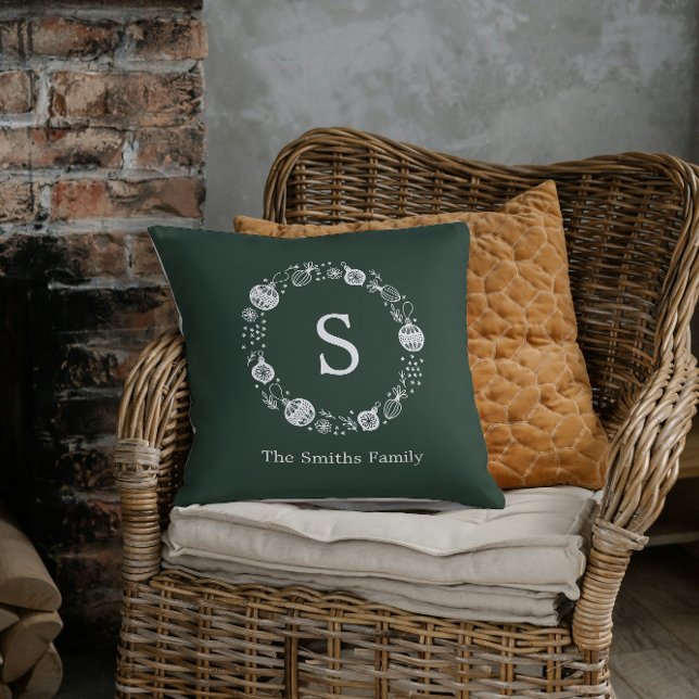 Almofada Terra de Natal do Monograma Personalizado (Criador carregado)