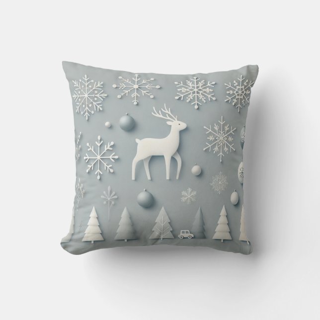Almofada Terra Maravilha Elegante de inverno - Reindeer Min (Frente)