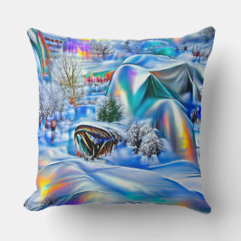 Almofada Terra Maravilha Surreal de inverno com Luzes Iride